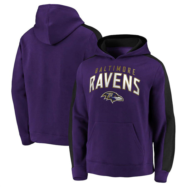 Men's Baltimore Ravens Purple Game Time Arch Pullover Hoodie